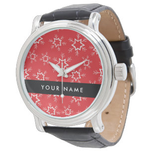 Rote und weiße Schneeflocken, Ihr Name, Personalis Armbanduhr