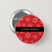 Rote und weiße Schneeflocken, Ihr Name, Personalis Button (Vorne & Hinten)