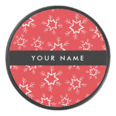 Rote und weiße Schneeflocken, Ihr Name, Personalis Eishockey Puck (Vorderseite)