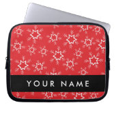 Rote und weiße Schneeflocken, Ihr Name, Personalis Laptopschutzhülle (Vorderseite)
