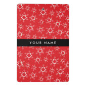 Rote und weiße Schneeflocken, Ihr Name, Personalis Mini Klemmbrett (Rückseite)