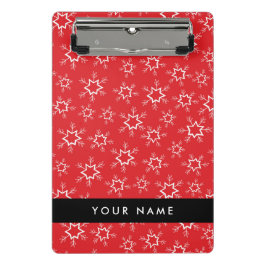 Rote und weiße Schneeflocken, Ihr Name, Personalis Mini Klemmbrett