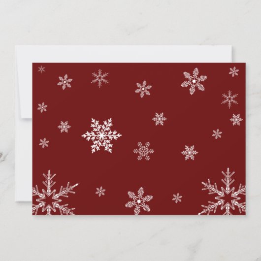 Rote und weiße Schneeflocken Jingle und Mingle Einladung (Rückseite)