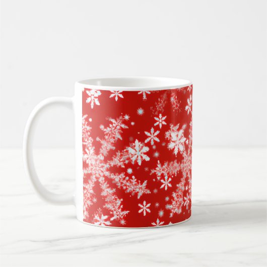 Rote und weiße Schneeflocken Kaffeetasse (Links)