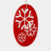 Rote und weiße Schneeflocken Keramik Ornament (Rechts)