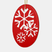 Rote und weiße Schneeflocken Keramik Ornament (Links)