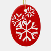 Rote und weiße Schneeflocken Keramik Ornament (Hinten)