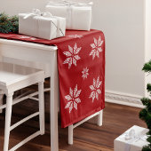 Rote und weiße Schneeflocken Kurzer Tischläufer