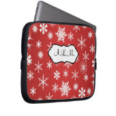 Rote und weiße Schneeflocken Laptop-Sieb Laptopschutzhülle (Vorne Rechts)