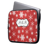 Rote und weiße Schneeflocken Laptop-Sieb Laptopschutzhülle (Vorderseite Links)