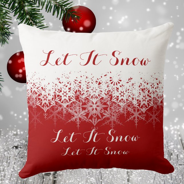 Rote und weiße Schneeflocken, lassen Sie es schnee Kissen (Red and White Snowflakes, Let It Snow, Throw Pillow)