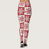 Rote und weiße Schneeflocken Leggings (Rückseite)