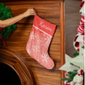 Rote und weiße Schneeflocken Name Weihnachten Großer Weihnachtsstrumpf