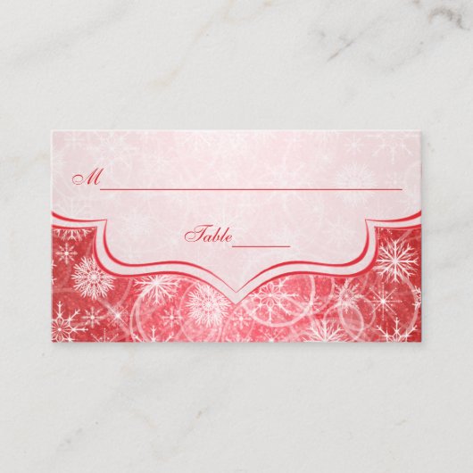 Rote und weiße Schneeflocken - Orte Platzkarte (Vorderseite)