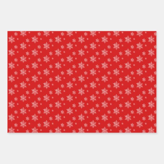 Rote und weiße Schneeflocken-Papierblätter Geschenkpapier Set (Vorderseite 3)