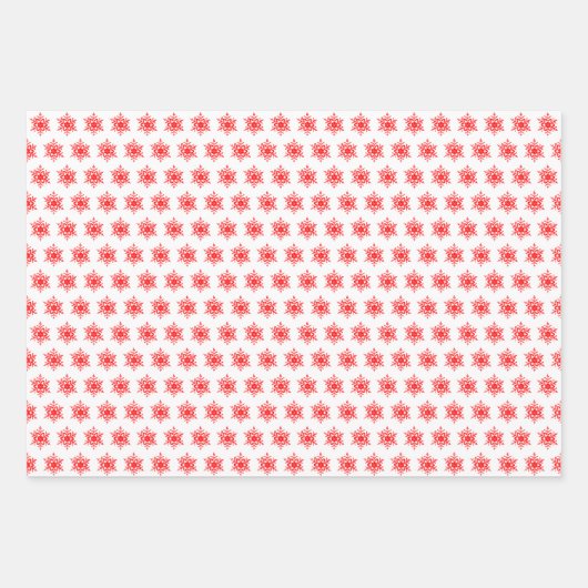 Rote und weiße Schneeflocken-Papierblätter Geschenkpapier Set (Vorderseite 2)