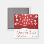 Rote und weiße Schneeflocken Speichern Sie das Dat Magnet (Vorderseite/Rückseite)