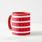 Rote und weiße Schneeflocken Tasse (Vorderseite Links)