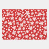 Rote und weiße Schneeflocken und gestreifte Ferien Geschenkpapier Set (Vorderseite 3)