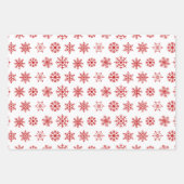 Rote und weiße Schneeflocken und gestreifte Ferien Geschenkpapier Set (Vorderseite 2)