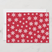 Rote und weiße Schneeflocken und Weihnachtsschmuck Einladung (Rückseite)