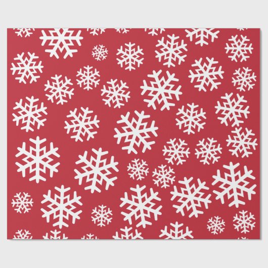 Rote und weiße Schneeflocken | Urlaub | Weihnachte Geschenkpapier (Flach)