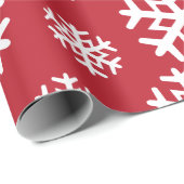 Rote und weiße Schneeflocken | Urlaub | Weihnachte Geschenkpapier (Rolleneckpunkt)