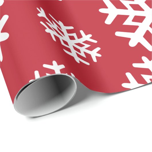 Rote und weiße Schneeflocken | Urlaub | Weihnachte Geschenkpapier (Rolleneckpunkt)