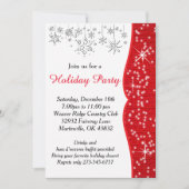 Rote und weiße Schneeflocken Weihnachten Einladung (Vorderseite)