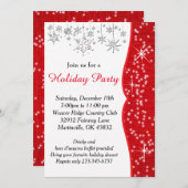 Rote und weiße Schneeflocken Weihnachten Einladung (Vorne/Hinten)