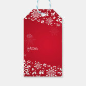 Rote und weiße Schneeflocken Weihnachten Geschenkanhänger (Rückseite)
