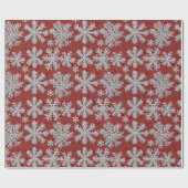 Rote und weiße Schneeflocken Weihnachten Geschenkpapier (Flach)