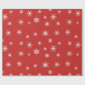 Rote und weiße Schneeflocken Weihnachten Geschenkpapier (Flach)