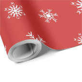 Rote und weiße Schneeflocken Weihnachten Geschenkpapier (Rolleneckpunkt)