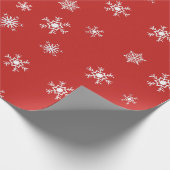 Rote und weiße Schneeflocken Weihnachten Geschenkpapier (Ecke)