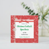 Rote und weiße Schneeflocken Weihnachten Party Ein Einladung (Stehend Vorderseite)