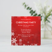 Rote und weiße Schneeflocken Weihnachts- und Feier Einladung (Stehend Vorderseite)