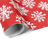 Rote und weiße Schneeflocken Xmas Geschenkpapier (Rolleneckpunkt)