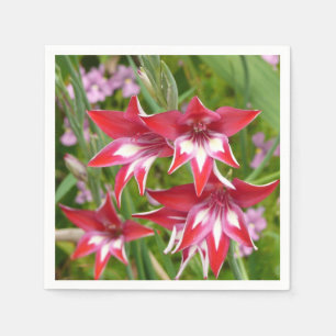 Rote und weiße Schwertlilien Sommerblumen Serviette