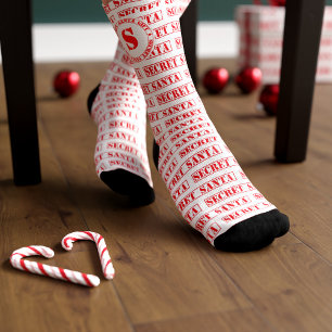 Rote und Weiße Secret-Santa-Socken Socken