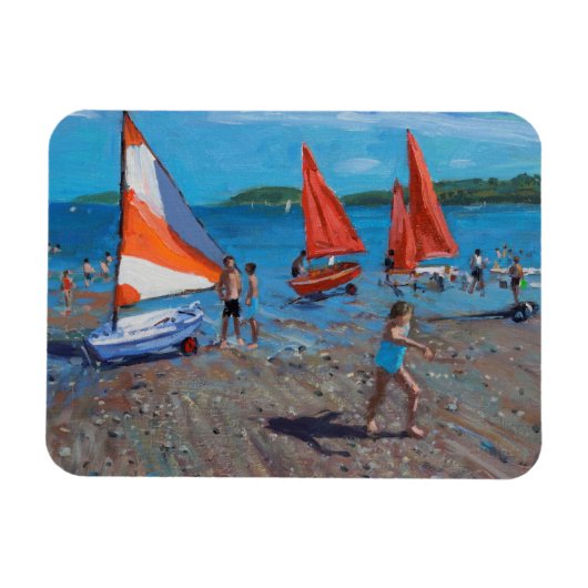 Rote und weiße Segel Abersoch Magnet (Horizontal)