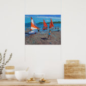 Rote und weiße Segel Abersoch Poster (Küche)