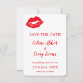 Rote und weiße Sexy Lips Spaß Hochzeit Save The Date (Vorderseite)
