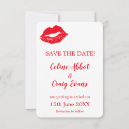 Rote und weiße Sexy Lips Spaß Hochzeit Save The Date