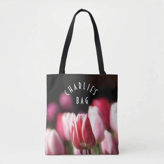 Rote und weiße sowie rosa Tulpen Tasche (Vorderseite)