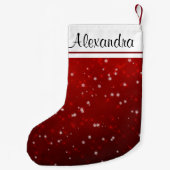 Rote und weiße Sparkasse Snowflake Weihnachtsmongr Kleiner Weihnachtsstrumpf (Rückseite)