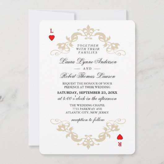 Rote und weiße Spielkarte - Einladung zum Hochzeit (Rückseite)