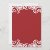 Rote und weiße Spitzen Elegantes Brautparty Einladung (Rückseite)
