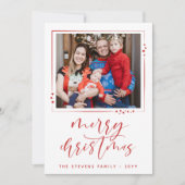 Rote und weiße Sterne 2 Fotos Frohe Weihnachten (Vorderseite)