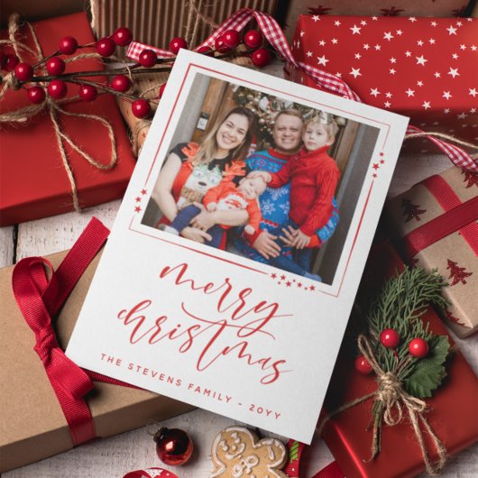 Rote und weiße Sterne 2 Fotos Frohe Weihnachten